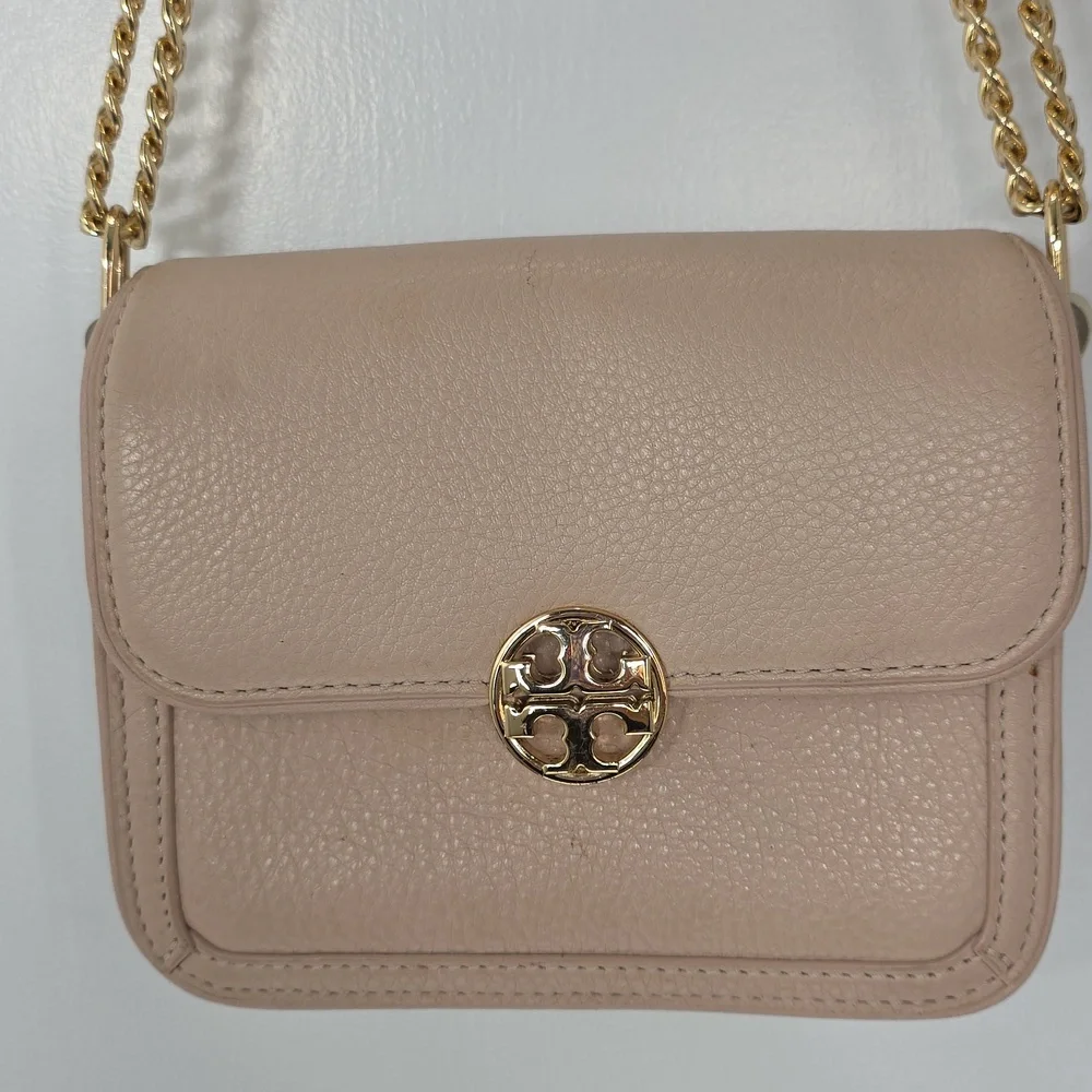 Tory Burch Peach/Gold Leather‎ Duet Chain Shoulder Bag